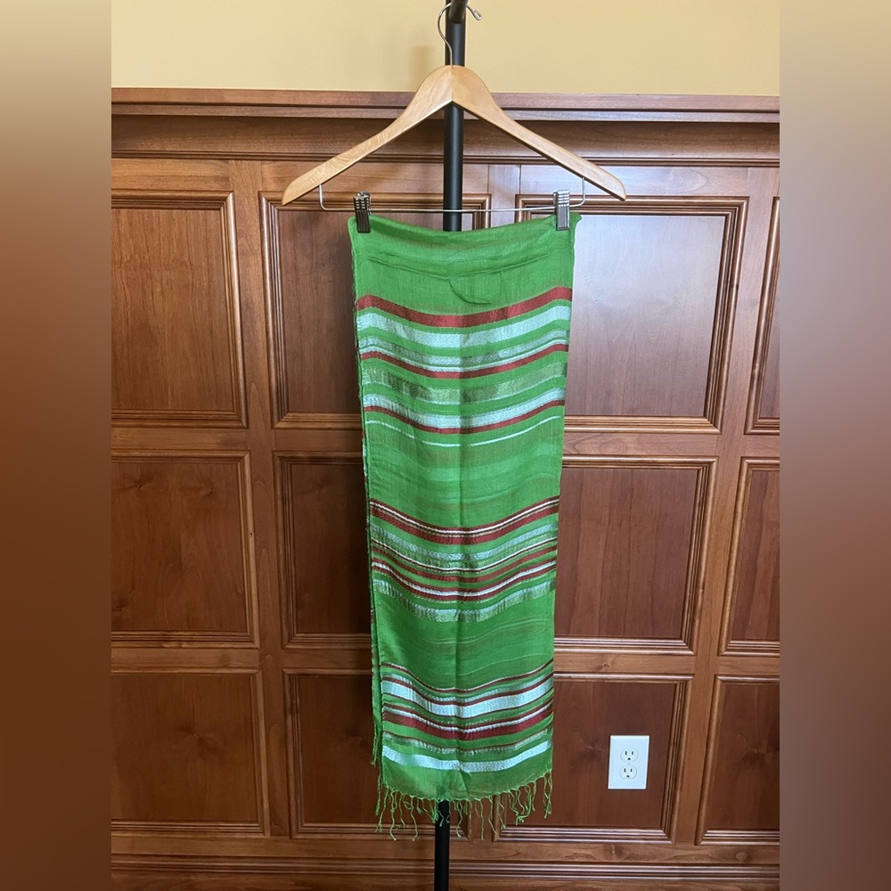 Moroccan Scarf Green Striped Multicolor One Size - Picture 4 of 12